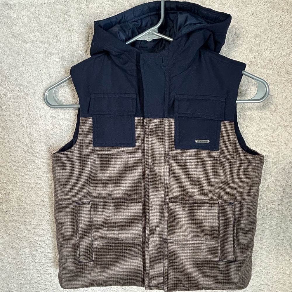 Janie and Jack Vest Boys 4-5 Hooded Puffer Lined Zip Pockets Fall Winter Outerwe